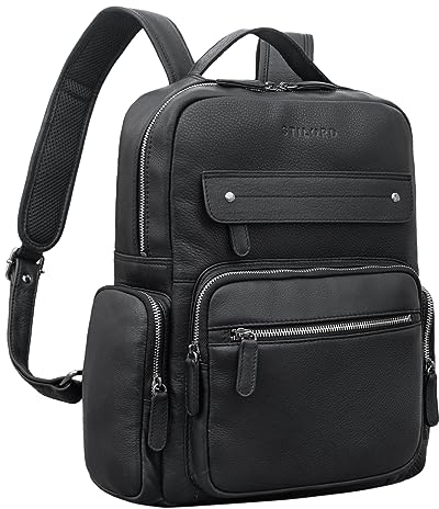 STILORD 'Edison' Zaino Università Porta Pc Pelle Grande per Notebook fino a 13,5' Zaino Vintage in Vera Pelle, Colore:nero