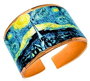 FRONT LINE JEWELRY Van Gogh Sternennacht-Ringe, Van Gogh Schmuckringe Kupferringe Breite Manschettenringe