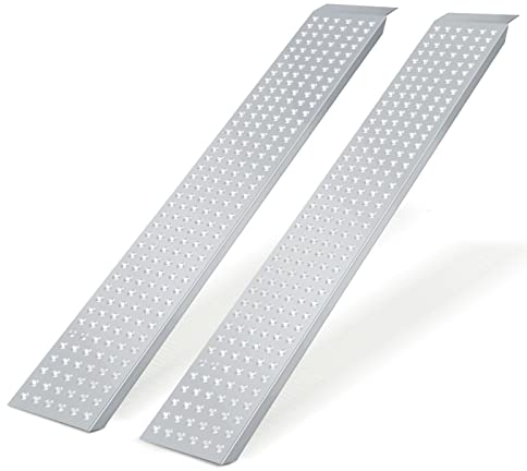 Gimisgu 2X Auffahrrampe für Motorrad ATV Verladerampe Laderampe Antirutsch Verladeschiene verzinkter Stahl 160 cm Länge Auffahrschiene Tragfähigkeit bis 400kg