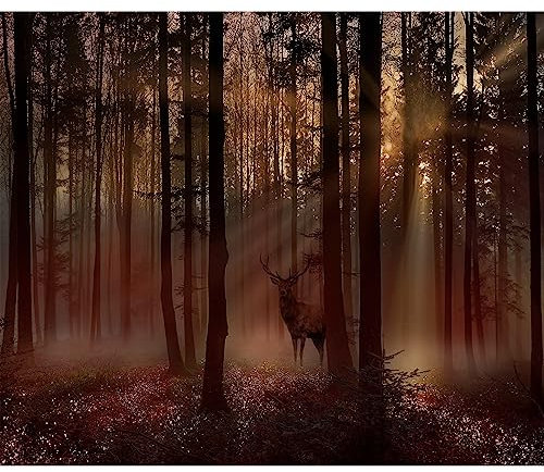 murando Fototapete Premium-Vlies Tiere 100x70cm Foto Tapete Schlafzimmer Wohnzimmer Moderne Vliestapete XXL Wandtapete Motivtapeten Bildtapete 3d Effekt Wand Dekoration Flur Hirsch Wald Bäume Natur