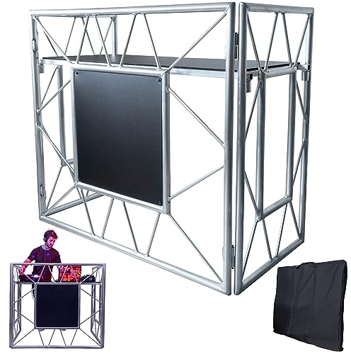 DJ Stand Booth | DJ Stand-Tisch | tragbarer DJ Stand für die ultimative Party | faltbare DJ Tables | optimale Tischfläche für all dein DJ Equipment (Grey)