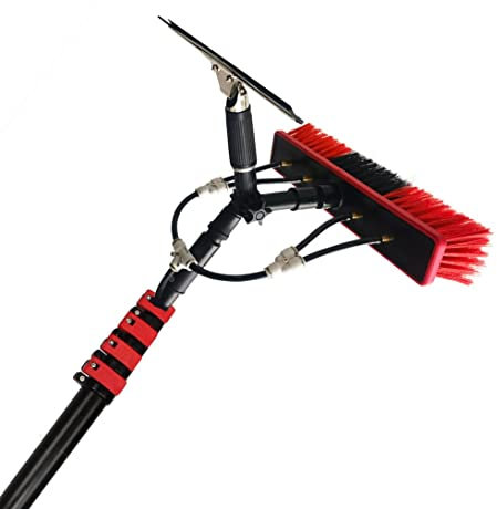 HczioN VIIPOO Poteau alimenté en Eau, Nettoyeur de vitres extérieur Outil de Nettoyage de vitres (vitre, Panneau Solaire, etc.) Kit Professionnel 3 en 1 : Brosse à récurer avec raclette à vitres, 7
