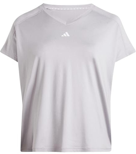 adidas Damen AEROREADY Train Essentials Minimal Branding V-Neck Tee (Plus Size), Glory Grey, XL Plus