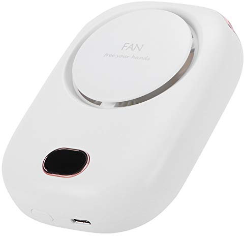 Mini ventilador eléctrico ABS de 3 velocidades portátil con carga USB para colgar en el cuello sin aspas ideal para viajes al aire libre excursiones campamentos y compras ligeras (WHITE)