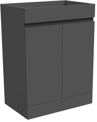 Aica Sanitär Waschbeckenunterschrank 50cm Standschrank Unterschrank Badschrank Waschtischunterschrank Dunkelgrau
