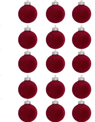 Samt Weihnachtskugel, 15pcs Beflockte Weihnachtsbaumkugeln, Christbaumkugeln Matt, Weihnachtsbaum Dekoration, Christbaumschmuck, Weihnachtsschmuck Ornamente