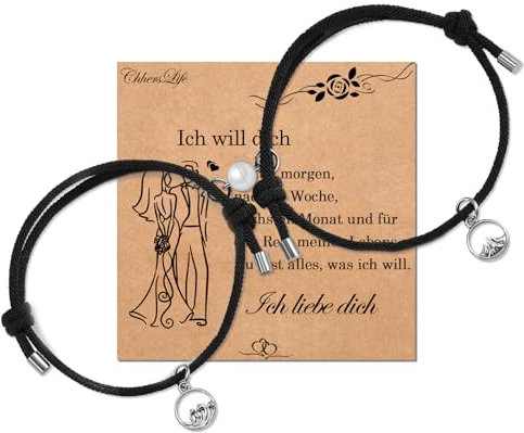 CheersLife Partner Armbänder Partnerarmbänder Pärchen Armband für Paare Fernbeziehung Armband Magnet Paar Armbänder Matching Bracelets Fernbeziehung Geschenke