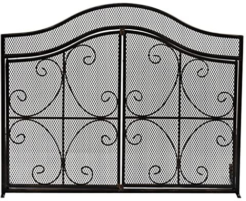 Salvachispas Chimenea Panel de pantalla for chimenea, suelo con puerta, partición de pantalla for chimenea del hogar, pintura de hierro forjado, decoración de puerta de chimenea ignífuga Protector Chi