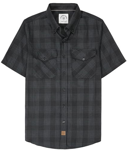 Dubinik®Chemise Fibre De Bambou Homme Chemise Homme Manches Courtes Poche Vintage Casual Carreaux Chemise Manche Courte Homme
