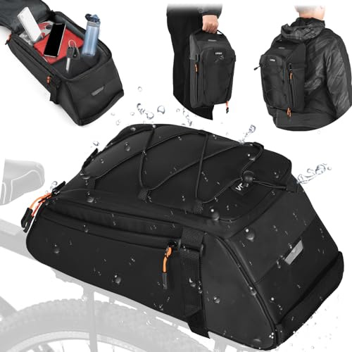 Lixada 4-in-1 Fahrradtasche, wasserdicht, 10 l, Fahrradtasche mit Schultergurt, Rucksack-Funktion, Fahrradsatteltaschen, leicht, kompakt, für Reisen, Radfahren, Pendeln, Ausflüge