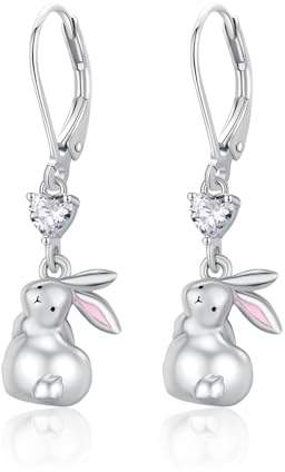 OHAYOO Hasen Ohrringe Kinder 925 Sterling Silber Ohrringe Hase Tier Ohrringe Ostern Tier Schmuck Geschenke für Mädchen Kinder