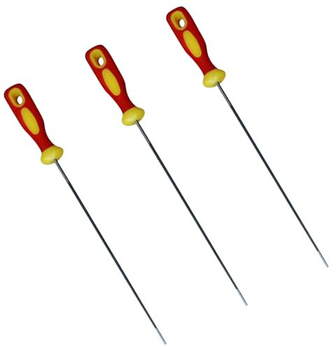 3 PCS Chainsaw File, Chainsaw Sharpener, Chainsaw Files, Chain Saw Sharpener Tool Round Chain Saw Sharpener File with Non-slip Handle for Chainsaw Chain (Red Yellow) 3 Size