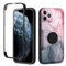 Yoedge Kickstand Phone Case for iPhone 11 Pro Max 6.5, 360°Rotatable Magnetic Ring Holder Cases,Full Body Shockproof Silicone TPU Back Cover with Built-in Screen Protector, Grey Marble