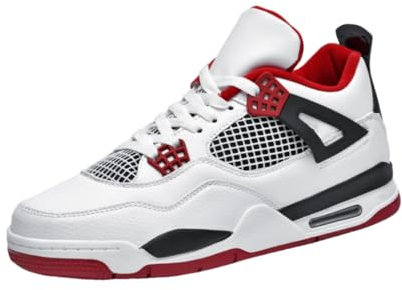 AJ4 Herren Sportschuhe Große Größe Sportschuhe Herren Basketballschuhe Mode Sport Basketballschuhe Retro Shoes Trainers for Kids and Adults Rot 42EU