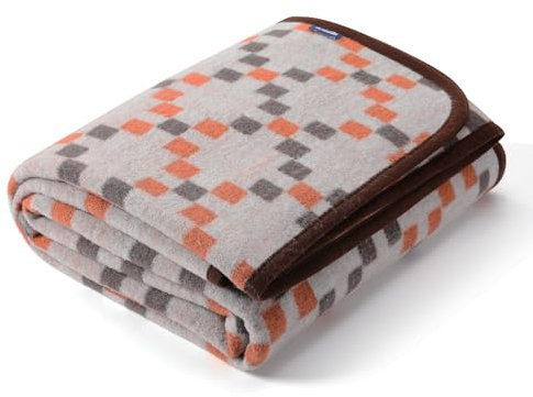 ACUSHLA Merino 58% Wolldecke Decke Kuscheldecke Große Super Soft Sofadecke Wohndecke Tagesdecke Bettüberwurf Warme Gehäkelte Winter Blanket (160x200 cm |Baustein hellgrau)