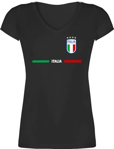 Shirtracer - T-Shirt Damen V Ausschnitt - Fußball EM WM - Italien Trikot Wappen | Italia mit Stolz | Italienisches Fan-Motiv