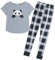 MyFav Women's Pyjamas Set Cute Panda Printed Short Sleeve Top and Long Pants Soft Sleepwear 2 Piece Pjs Sets, Grey Panda,S