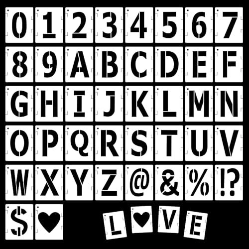 42 Stück Buchstaben Schablone, 10 cm Buchstabenschablonen Wiederverwendbare Schablonen Buchstaben und Zahlen Alphabetschablone für Holzschilder Malerei DIY und Handwerk