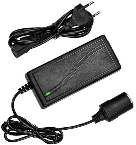 ALFFREUDE Transformador 220V a 12V, Adaptador Mechero Coche a Enchufe, Convertidor de Corriente Transformador 5 A/60 W Adaptador Convertidor para Aspiradoras de Coche Compresores Frigoríficos