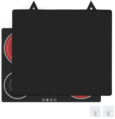 Induction Hob Cover 62x53cm, Electric Stove Protector Mat, Fireproof and Waterproof Heat-Resistant Prevents Scratches Ceramic Glass Cooktop Cover, Multifunctional Silicone Cooker Mats (A)