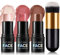 3PCS Contour Highlighter Makeup Stick Kit - Cream Contour Bronzer Sick Blush Sticks with Brush Waterproof Long Lasting Smooth Beauty Wand for All Skin Type (Set 1, 6g)