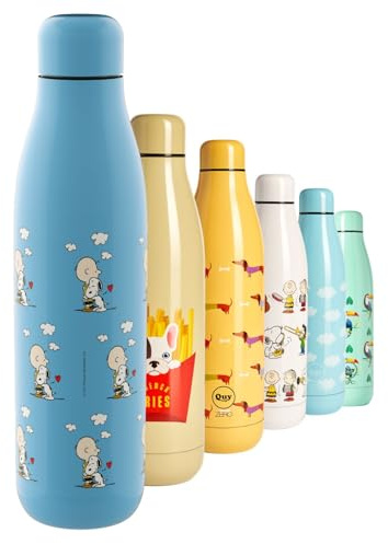 Botella térmica de acero inoxidable de 500/700 ml con cierre hermético – Termo botella Snoopy – Diseño italiano en una amplia gama de fantasías para alegrar cada día
