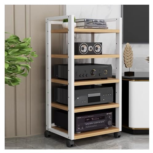 GCGC Support Multimédia Audio, Support À 5 Niveaux for Tourne-Disque, Étagères De Rangement, Support Multimédia AV Mobile, for Lecteurs DVD, Consoles De Jeu, Récepteur AV, Platine Vinyle