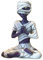 KACPLY Meditierender Skelett Blumentopf Schädel Pflanzen Topf Halloween Garten Blumentopf Skulptur A