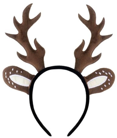 QIGHLIS Rentier Haarreifen, Geweih Haarreif Erwachsene Kinder, Reh Stirnband mit Ohren, Rentier Kopfschmuck für Karneval, Fasching, Fasnacht, Mottoparty