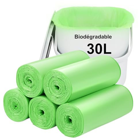 Bolsas de basura biodegradables de 30 L, 100 unidades: bolsas de basura medianas Aievrgad/para basura de cocina. Bolsas de basura, bolsas de basura, bolsas de compost para alimentos, resistentes y