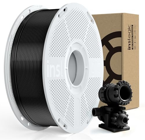 Inslogic Carbon Fiber Nylon Filament 1.75mm, Black PA6-CF 1kg Spool, High-Temp & Wear Resistant, High Strength & Rigidity 3D Filament for Functional Parts & Industrial Tools
