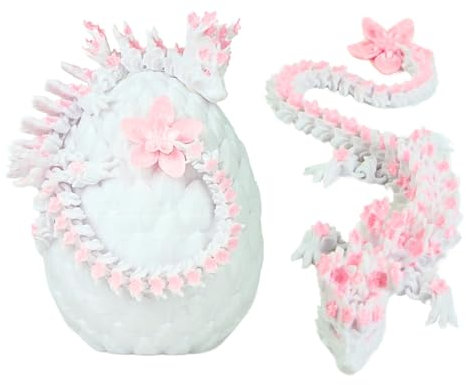 Beweglicher Kirschblütendrache & 3D-gedrucktes Ei - Fantastische Universumsdekoration, Sakura Fidget Toy Spielzeug Einzigartige Geschenkidee Innendekoration für Zuhause Kinder Lotus Figur Kawaii