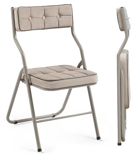 Villeston Polsterte Klappstühle 2er Set - Klappbarer Esszimmerstuhl mit Kissen, Tragbar und Vormontiert, Zusätzliche Sitzgelegenheit für Gäste, Küche, Büro, Hochzeit, Party