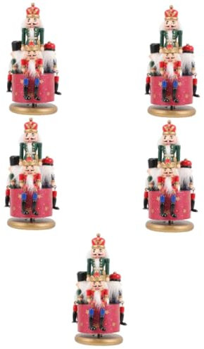Zerodeko 5pcs Wood Nutcracker Music Box Hand Painted Music Adornment Decorative Case Xmas Desk Dec