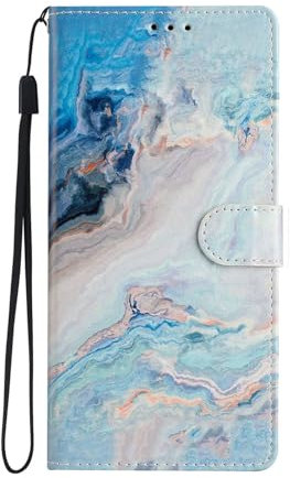 BLOTECH Europäische Handyhülle für Honor 9X Lite Magnet Clip Marmorierte Flüsse Muster Handytasche PU Leder Etui Tasche Skin Handyhülle Schutzhülle Ständer Klapphülle für Honor 9X Lite Schale