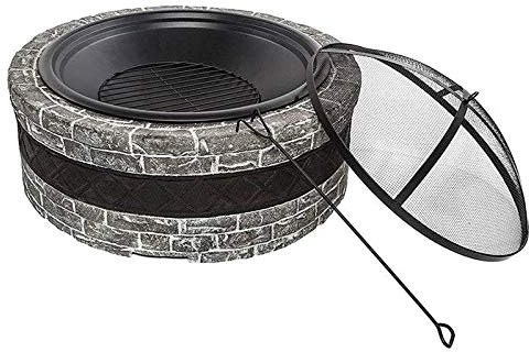 Feuerstelle für den Außenbereich, Holzofen, mit Kunststein-Finish und Abdeckung, für Hinterhof, Terrasse, Garten, Grill, Kochen für Camping