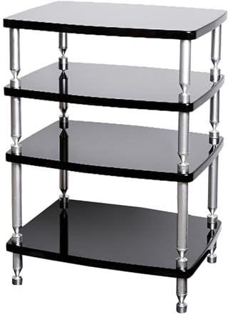 Meuble Chaine Hifi Meubles VidéO Meuble audio Hi-Fi, meuble de divertissement d'angle robuste à 2, 3 ou 4 niveaux, supports et étagères stéréo, éléments séparés Hi-Fi pour lecteur DVD, console(4-Tier)