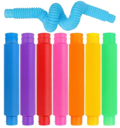 VEYLIN 8-Pack Large Pop Tubes Sensory Fidget Toys For Children or Adults, Autism and Special Needs, Reduce Anxiety and Stress, Bendable Tubes for DIY and Anxiety, Suitable for Kids & Adults with ADHD
