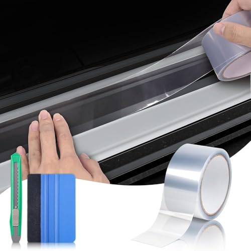 Ruban En Vinyle Autocollant Transparent Foneso Protection Universelle Des Bords De Portes Et Des Seuils De Voitures, Et Feuille Protectrice Transparente Pour Laque, Adaptée À La Plupart Des Véhicules