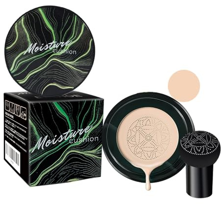 Mushroom-Tip Air Cushion BB Cream – Feuchtigkeitsspendendes, natürlich wirkendes Nude-Make-up, inklusive Foundation-Schwammpinsel für einen schnellen, perfekten Look (Elfenbein/Naturweiß/Dunkelbraun)