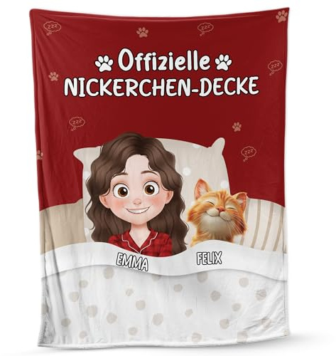 Geschenke Mall Personalisierte Kuscheldecke - Offizielle Nickerchen Decke - Kuscheldecke Katzen, Decke Personalisiert, Decke Mit Katzen, Selbst Gestalten (Weiblich, 1)