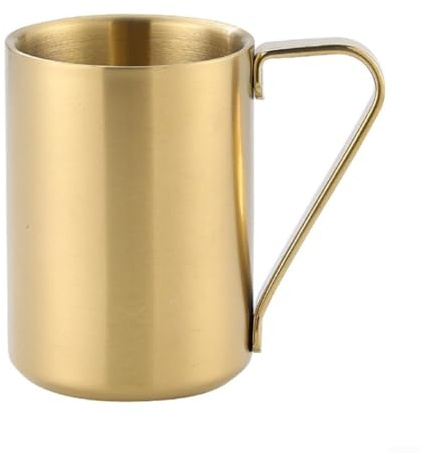 Desiumite Portable Stainless Steel Coffee Mug Double Wall Insulated Travel Cup With Handle Maintains Beverage Temperature For Hot And Cold Drinks Design(Gold 280ML)