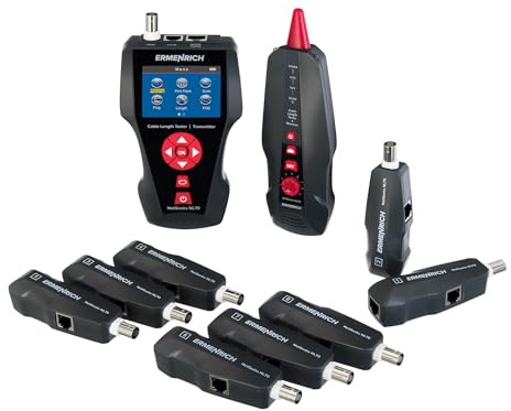Ermenrich NetGeeks NL70 Tester Longitud Cables LAN RJ45 RJ11 PoE PING | Mapeo de Cables, Rastrea Mazos y Puertos Switch, Detecta Cortes, Cortocircuitos, Pares Cruzados, Invertidos y Divididos