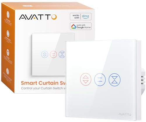 AVATTO Smart WiFi-Rollladenschalter für Rollläden, Jalousien, Markisen und Vorhänge – kompatibel mit Alexa, Google Home & Smart Life – mit Timer, Kindersicherung (WiFi+RF433, Nullleiter erforderlich)