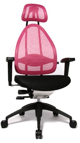 Topstar Open Art 2010 ergonomischer Bürostuhl, Schreibtischstuhl, inkl. höhenverstellbare Armlehnen, Rückenlehne und Kopfstütze, Stoff schwarz / pink