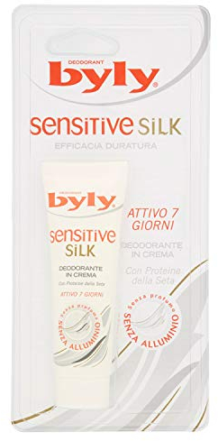 BYLY SENSITIVE SILK - Deo-Creme, empfindliche Haut, effektiver Schutz, Antitranspirant für Frauen, mit Seidenprotein, lang anhaltend, frei von Duftstoffen & Aluminium, 7 Tage/72 Stunden aktiv - 25 ml