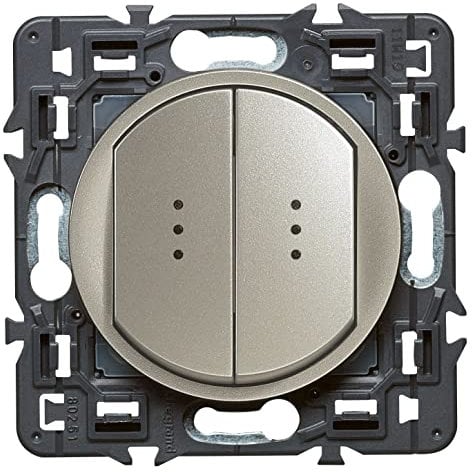 Legrand - Double interrupteur témoin (voyant fourni) Céliane Soft - 10A - Titane