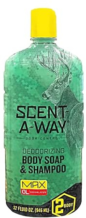 Hunters Specialties Scent-A-Way MAX 32oz Liquid Body Soap & Shampoo, Green, 32 oz