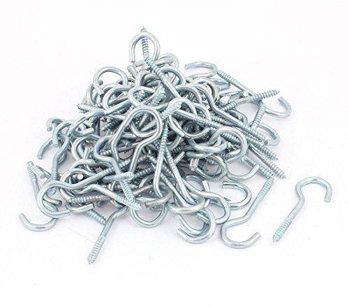 sourcing map 100 Stück 3.5mm Verzinkt Schraubhaken Holzgewinde Haken Wäscheleinenhaken de
