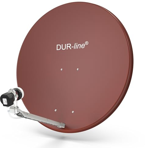 DUR-line 1 Teilnehmer Set - Qualitäts-Alu-Satelliten-Komplettanlage - Select 85cm/90cm Spiegel/Schüssel Rot + Single LNB - für 1 Receiver/TV [Neuste Technik, DVB-S2, 4K, 3D]